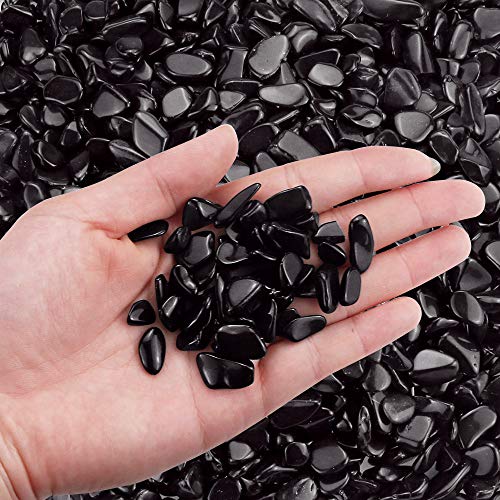 Twdrer 2lb/950g Small Natural Black Obsidian Tumbled Chips Crushed Stone Irregular Shaped Quartz Rock Healing Reiki Crystal Gemstone for Jewelry Making Garden Aquarium Vase Plant Decoration(Black) - Image 3