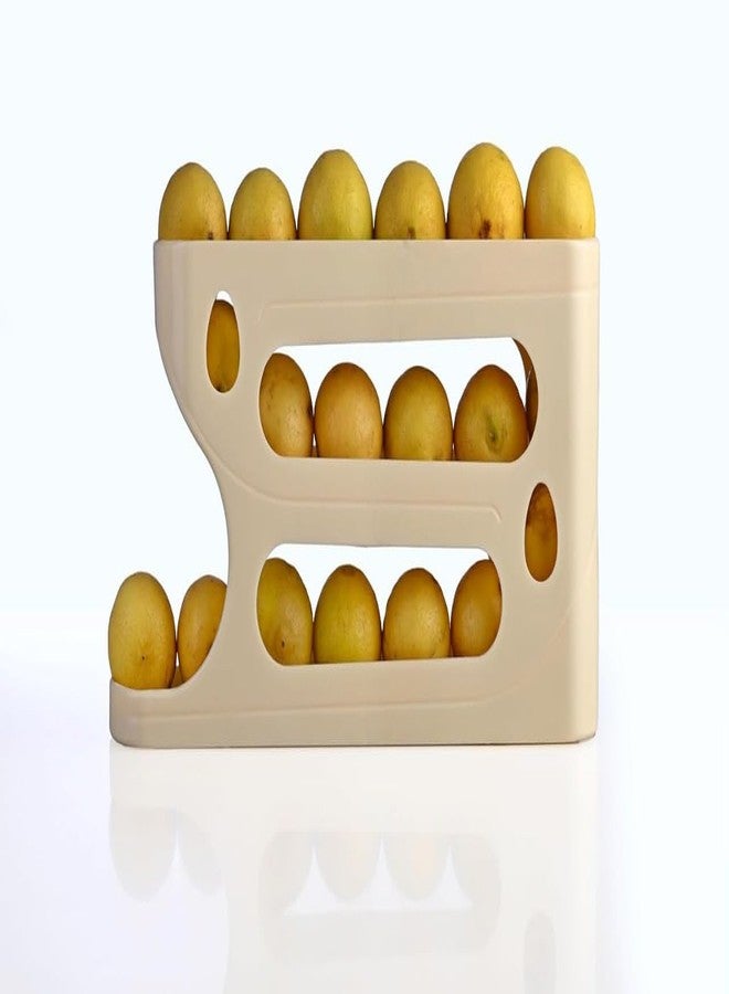 MVM Enterprise 3 layer roll down egg dispenser Rolling Egg Dispenser For Eggs Lemon Dispenser Space Saving And Durable Storage Solution With Gravity Three Layer Plastic Egg Dispenser Storage Rack - Image 3