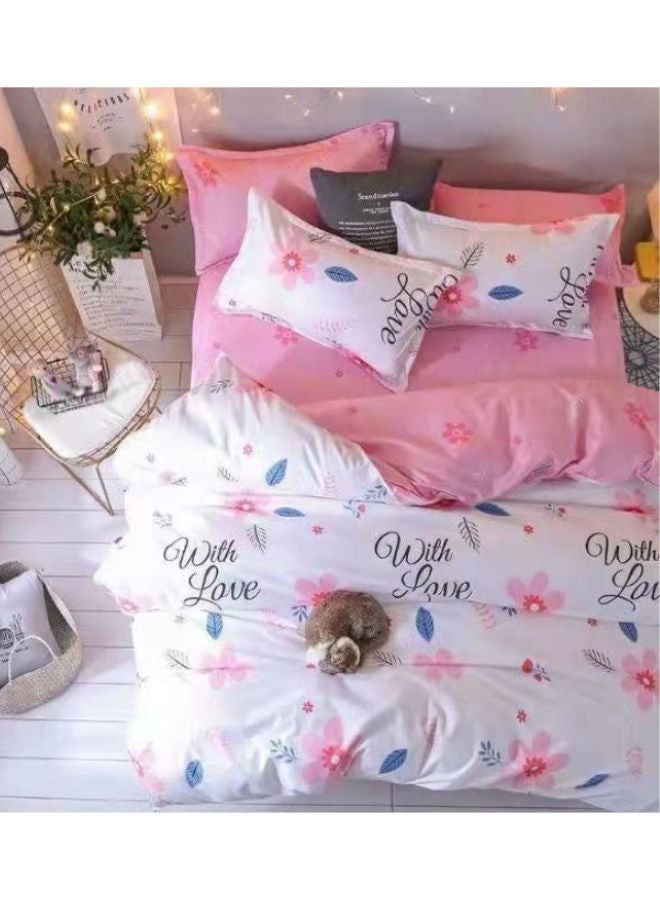 6-Pece King Size Duvet Cover Set Microfibre Super Soft Bed Sheet Includes 1xDuvet Cover 220x240 cm 1xFitted Sheet 200x200+30 cm 4xPillow cases 50x75 cm Multicolor