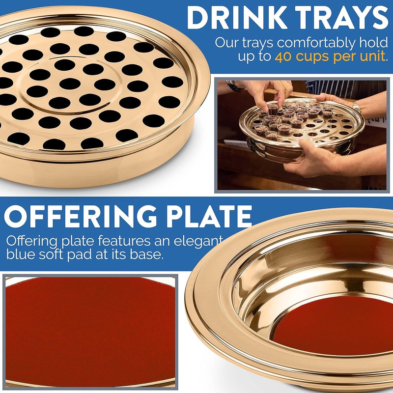 Steadfast Selections (Offering Plate Red) Premium Gold Stainless Steel Offering Plates for Church | Offering Trays | Church Collection Plate | Church Offering Plates - Image 2