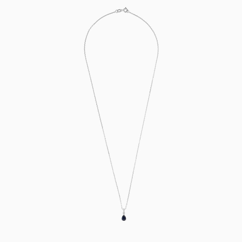 Jawhara Jewellery قلادة من الذهب الأبيض عيار 18 للنساء، باندلت من الياقوت على شكل قطرة و ماسة طبيعية مقطوعة بشكل دائري، مجموعة كلاسيكية ملونة من المجوهرات الفاخرة، قلادة هدية أنيقة من جوهرة - Image 3