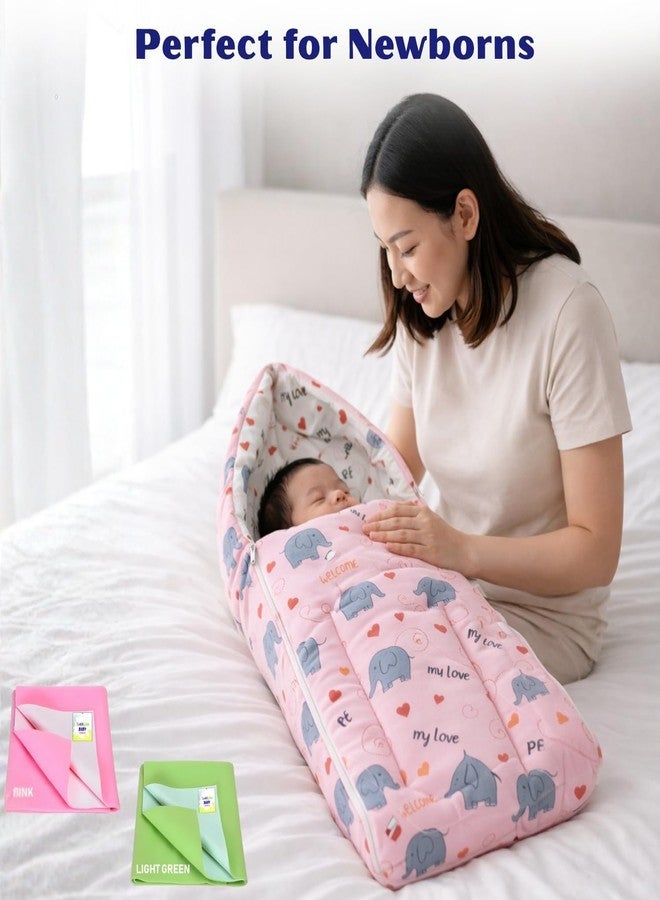 Toddylon 32 in 1 Baby Essentials for Newborn Kit | Infant Set 0-6 Months Combo Set | Hospital Kit for First Born Clothes & Bedding Combo Pack (Pink) - Image 3