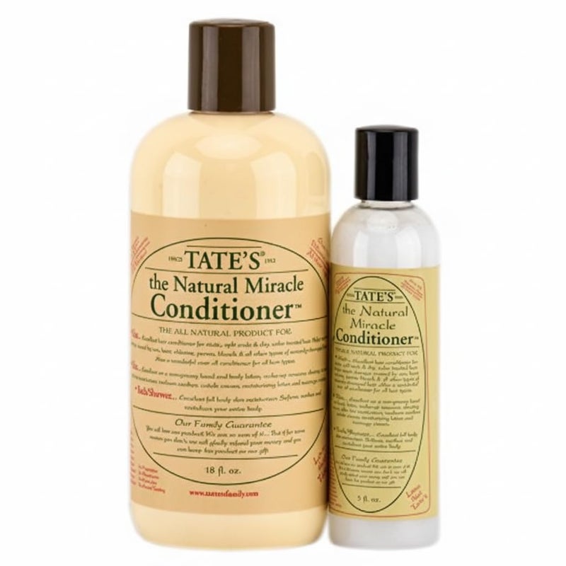 Tate's Tateâ€™s Natural Miracle Conditioner â€“ 18 fl oz with FREE 5 fl oz Mini, Unscented Natural Hair Conditioner for Dry, Damaged & Color-Treated Hair, Deep Moisturizing Repair, Multi-Use Skin & Body Lotion - Image 1