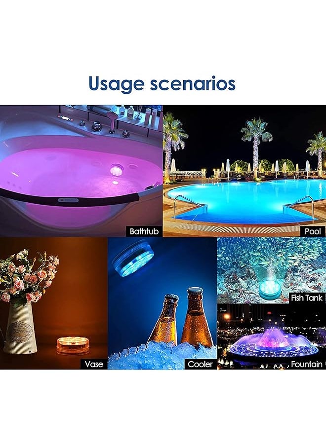 erorex - Submersible Led Lights Pond Fountain Lights Battery Operated Waterproof Pool Lighting With Remote Decorative Fish Bowl Underwater Led Lights For Aquarium Vase Base Wedding Halloween 2Pack - Image 1