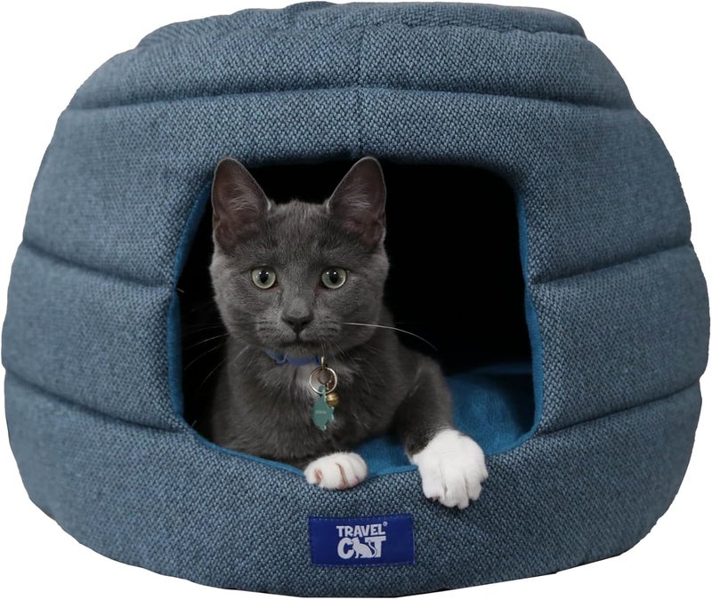 Your Cat Backpack Travel Cat Meowbile Indoor Cat House - 25x18x17 inches Premium Convertible and Durable Hideaway Cat Bed and Cave (Blue, Medium) - Image 1