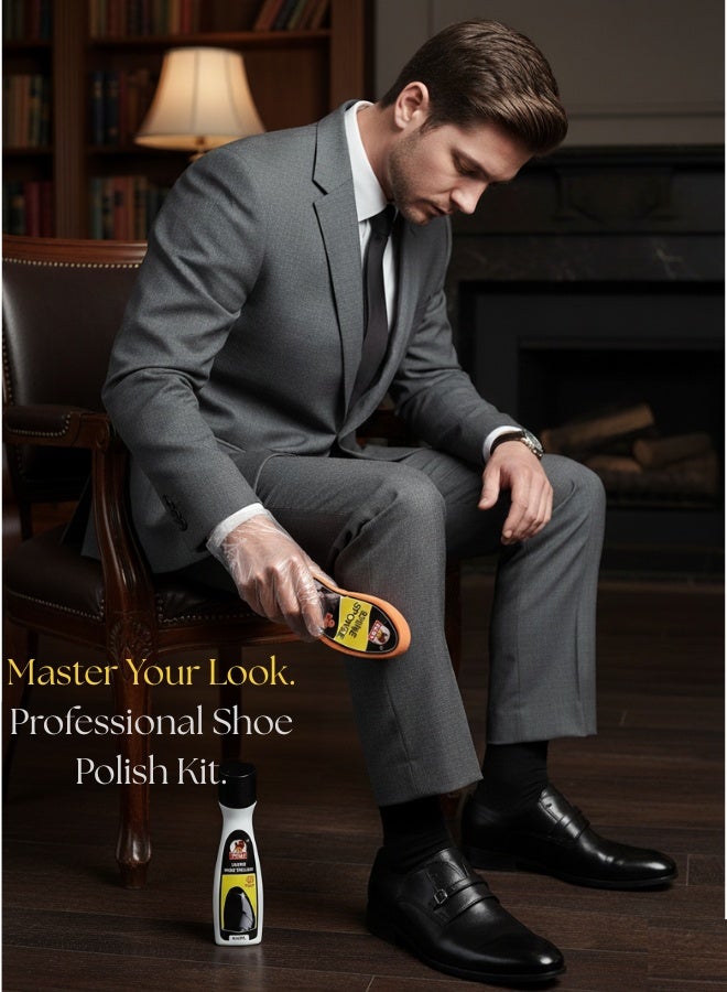 PIKI Professional Shoe Polish Kit – Liquid Shine & Care for Smooth Leather with Sponge Brush Applicator | Restores & Protects in Minutes - Image 3