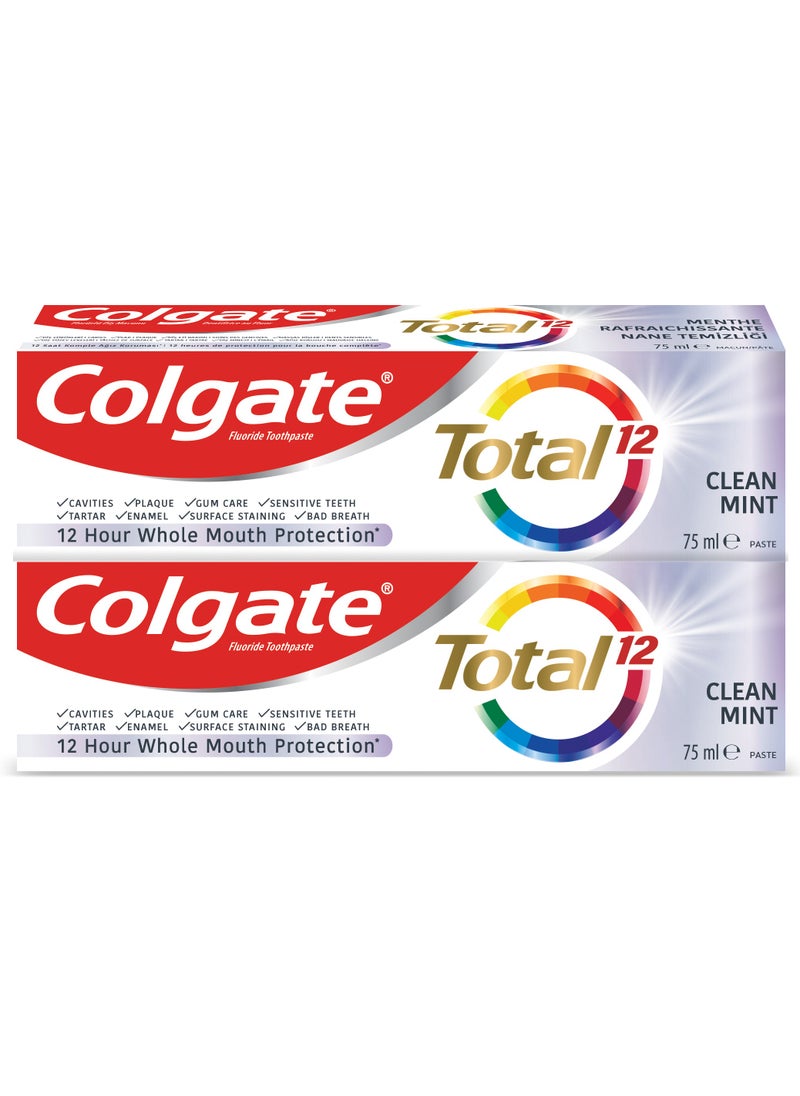 Colgate - Toothpaste Total Clean Mint 12hr Protection  Pack Of 2 - Image 1