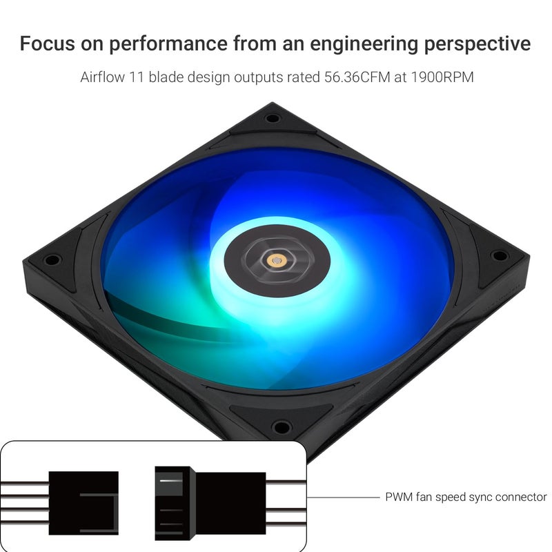 Thermalright TL-H12015B-S CPU ARGB Fan,Computer Case Cooling Quiet, 1900RPM High Speed,15mm Slimline Cooler for CPU Cooling and Chassis,Black, 120mm PC Cooler Fan(TL-H12015B-S) - Image 3