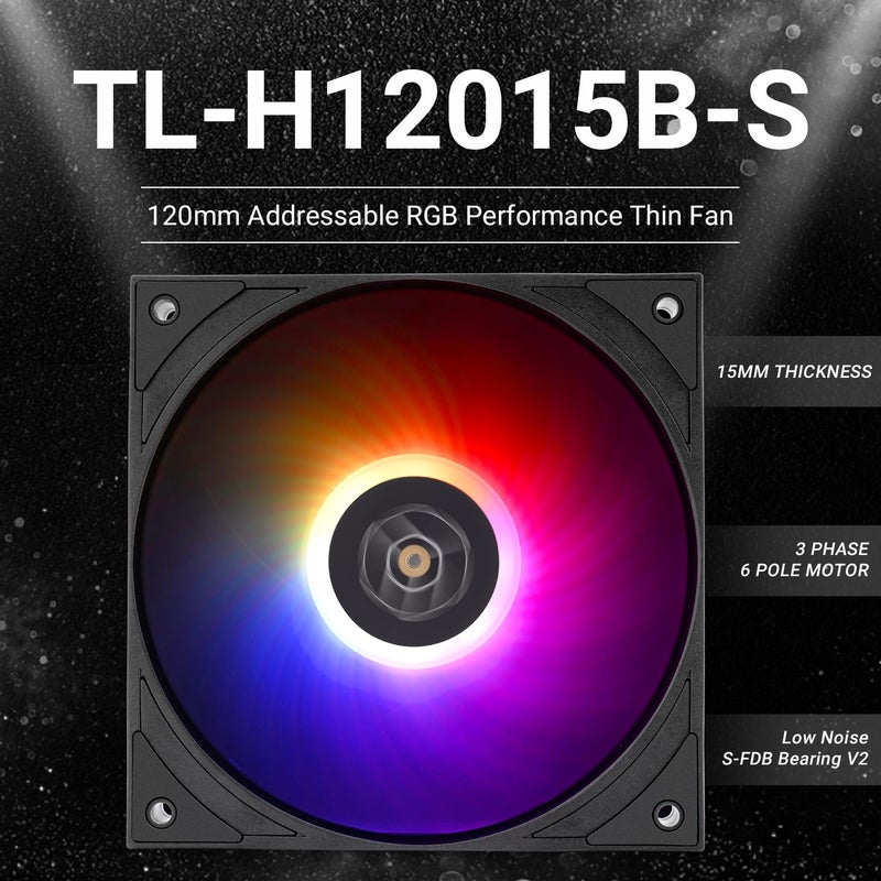 Thermalright TL-H12015B-S CPU ARGB Fan,Computer Case Cooling Quiet, 1900RPM High Speed,15mm Slimline Cooler for CPU Cooling and Chassis,Black, 120mm PC Cooler Fan(TL-H12015B-S) - Image 2
