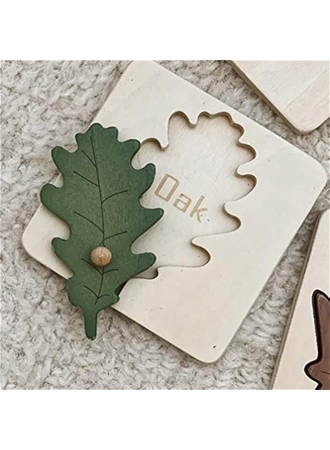 Kis Toddler Toys Preschool Puzzles 4pcs Wooden Leaf Shape Puzzle Leaf Wooden Jigsaw Puzzles Educational Learning Stem Toys for Birthday Early Education School Montessori Puzzle Wooden Toys - Image 4