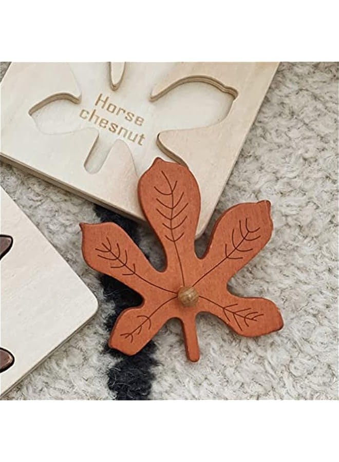 Kis Toddler Toys Preschool Puzzles 4pcs Wooden Leaf Shape Puzzle Leaf Wooden Jigsaw Puzzles Educational Learning Stem Toys for Birthday Early Education School Montessori Puzzle Wooden Toys - Image 5
