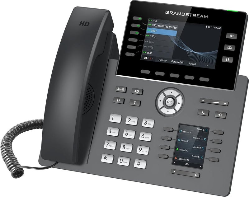 GRANDSTREAM GRP2616 6 Line IP Phone, 6 SIP Accounts, 480x272 Colour Screen, HD Audio, Integrated Bluetooth+WiFi, Powerable Via POE - Image 3