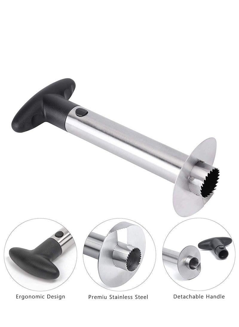 Pineapple Core Remover Tool, Stainless Steel Slicer Tool with Sharp Blade Diced Fruit Rings All in One Pineapple Tool Peeler Slicer Cut for Home Kitchen