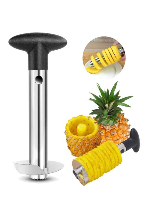 Pineapple Core Remover Tool, Stainless Steel Slicer Tool with Sharp Blade Diced Fruit Rings All in One Pineapple Tool Peeler Slicer Cut for Home Kitchen