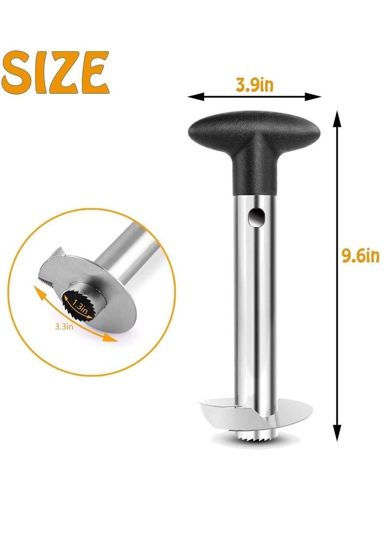 Pineapple Core Remover Tool, Stainless Steel Slicer Tool with Sharp Blade Diced Fruit Rings All in One Pineapple Tool Peeler Slicer Cut for Home Kitchen