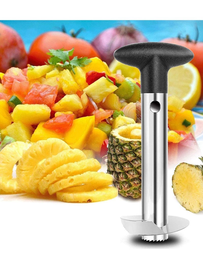 Pineapple Core Remover Tool, Stainless Steel Slicer Tool with Sharp Blade Diced Fruit Rings All in One Pineapple Tool Peeler Slicer Cut for Home Kitchen
