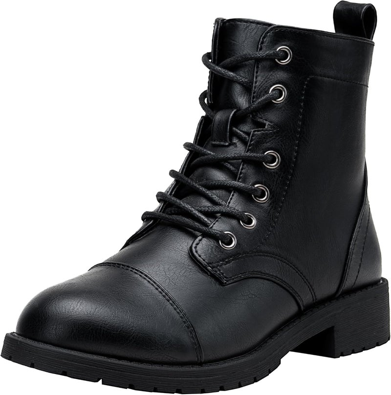 Vepose Women's 910 Ankle Boots Lace up, Flat Fashion Combat Booties Low Heel - Image 1