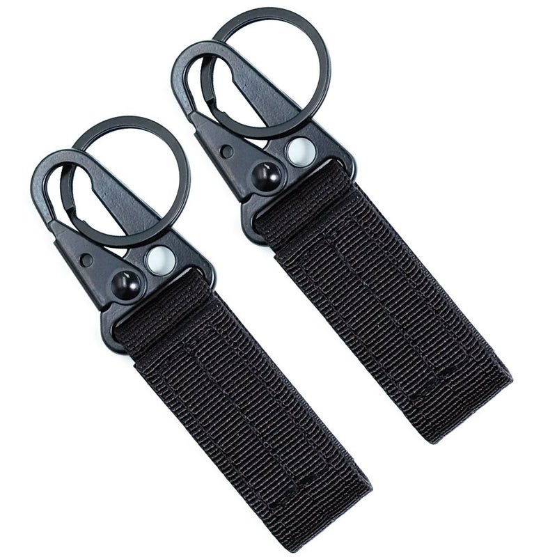 FAIRWIN Tactical Gear Clip, Nylon Key Ring Holder or Tactical Belt Keepers Military Utility Hanger Carabiner Tactical Molle Hook, Black, Tan, Green - Image 1