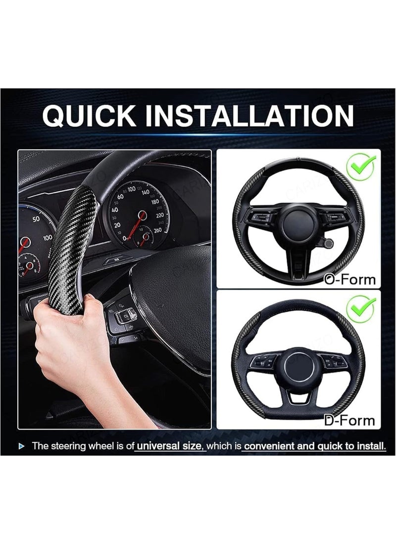 Generic Universal 15'' Steering Wheel Cover – Carbon Fiber, Anti-Slip, Stylish Red for Cars & Trucks  - Image 2