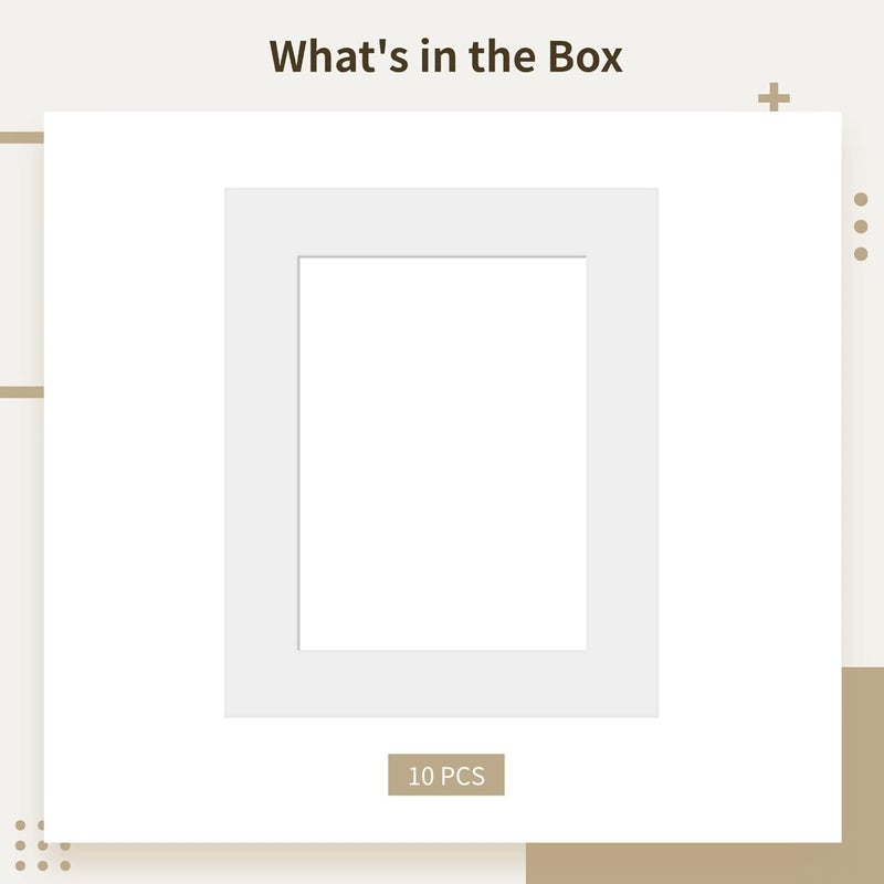 10-Pack Photo Mats, White 8.27X12.6 Openings, 10.43X14.96 for Framing Photos, Prints, and Artworks - Image 5
