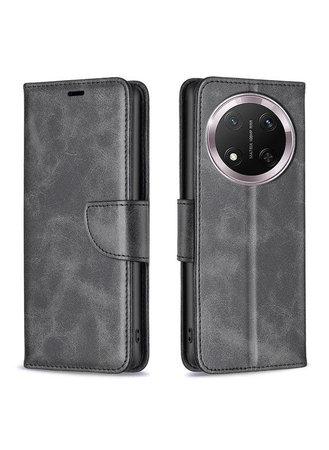 Zaboon For Honor X9c 5G Global Lambskin Texture Pure Color Flip Leather Phone Case(Black) 