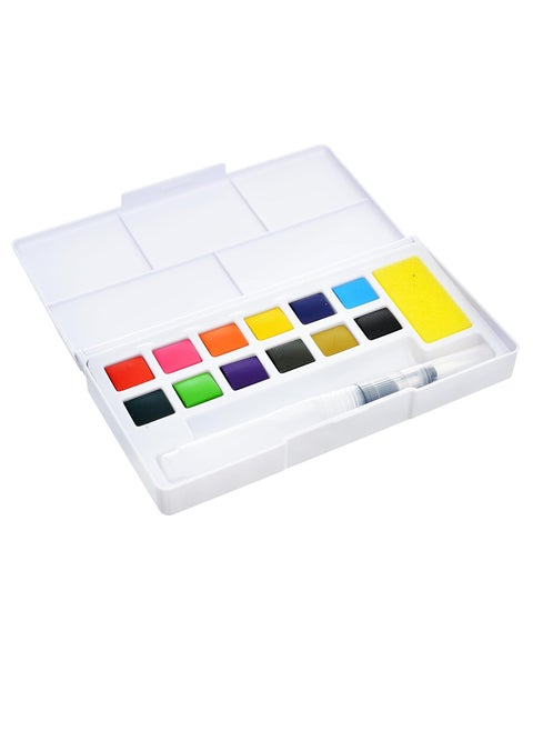 Keep Smiling-Watercolor Set of 12 Colors With Brush Pen & Sponge in Aplett Box
