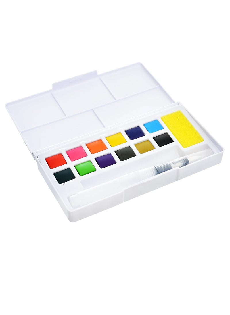 Keep Smiling-Watercolor Set of 12 Colors With Brush Pen & Sponge in Aplett Box