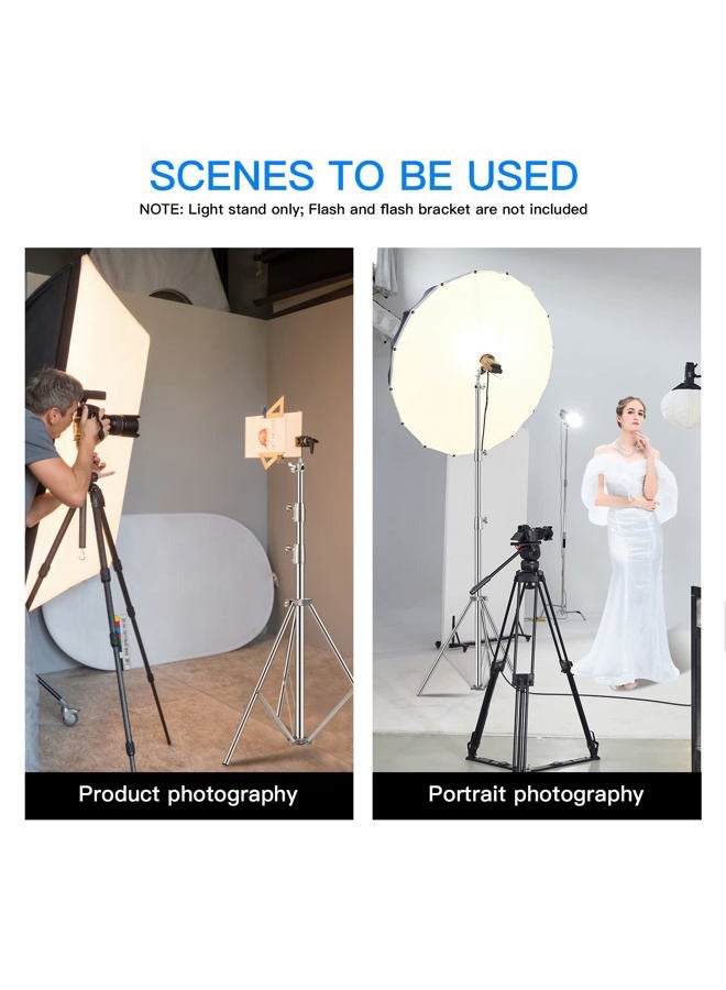 SUPON Stainless Steel Light Stand 110" /2.8m, Spring Cushioned Heavy Duty Tripod Stand with 1/4-inch to 3/8-inch Universal Adapter for Studio Monolight Softbox Reflector Photography (2 * 2.8M) - Image 5