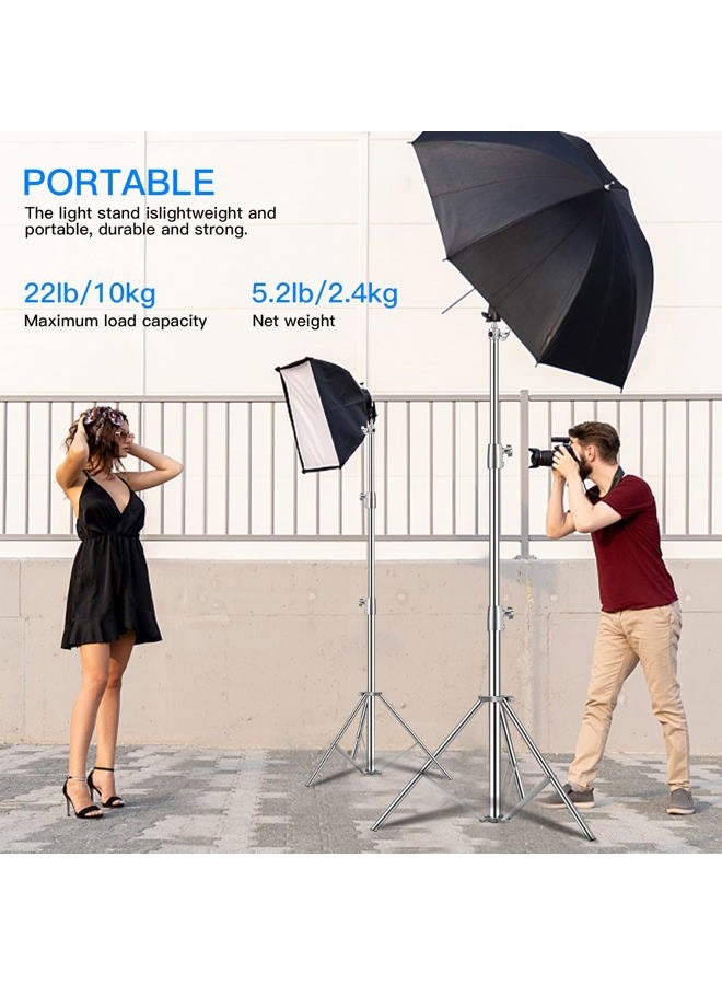 SUPON Stainless Steel Light Stand 110" /2.8m, Spring Cushioned Heavy Duty Tripod Stand with 1/4-inch to 3/8-inch Universal Adapter for Studio Monolight Softbox Reflector Photography (2 * 2.8M) - Image 4