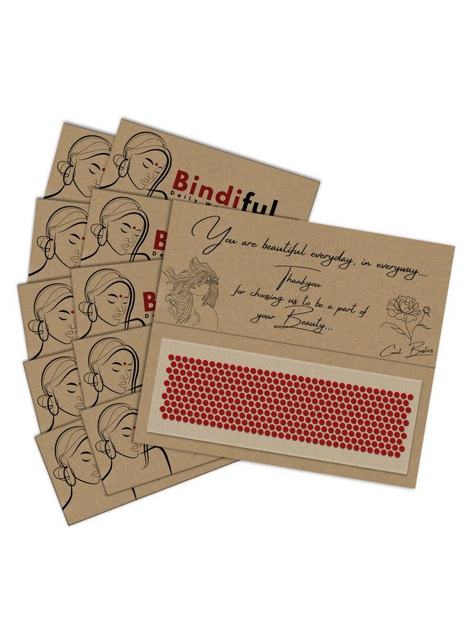 Comet Busters Bindiful Dailywear Red Velvet Round Bindis for Women (3mm) (bf217) (Pack of 10)