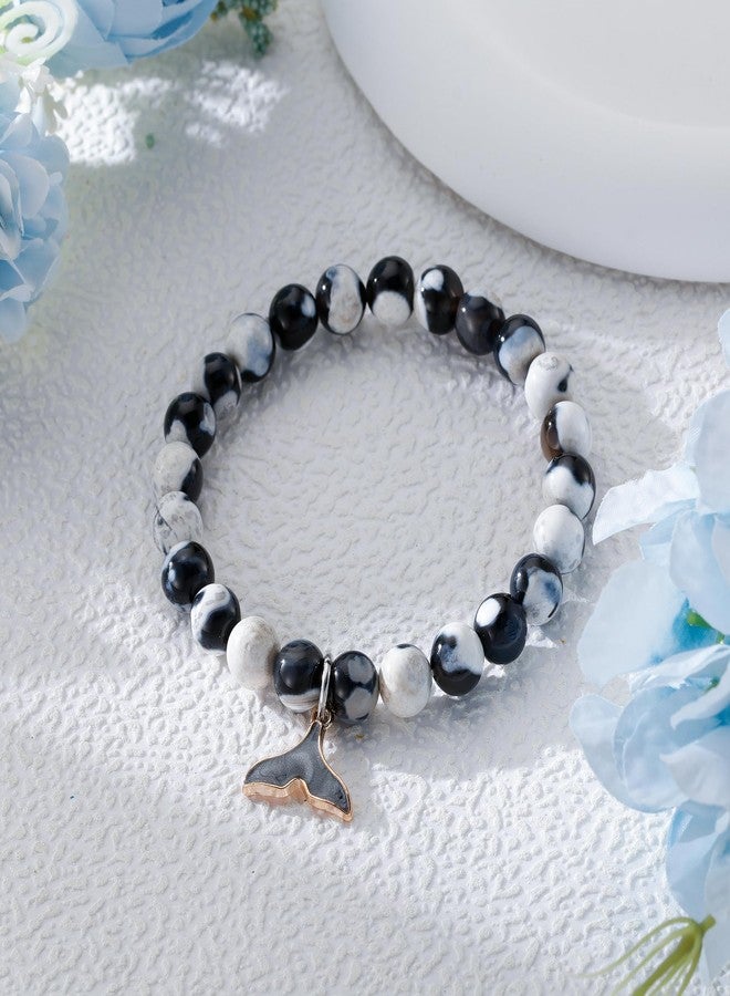 Fullrainbow Orca Healing Bracelet for Women,Whale Gifts,Orca Whale,Orca,Whales Jewelry,Inspirational Gifts (Black and White Orca Bracelet) - Image 4