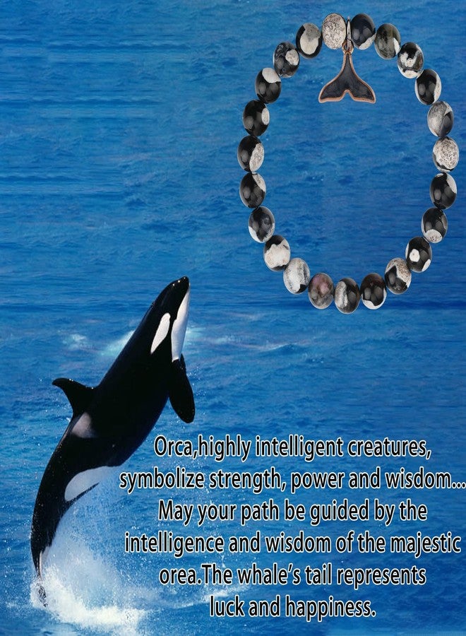 Fullrainbow Orca Healing Bracelet for Women,Whale Gifts,Orca Whale,Orca,Whales Jewelry,Inspirational Gifts (Black and White Orca Bracelet) - Image 2