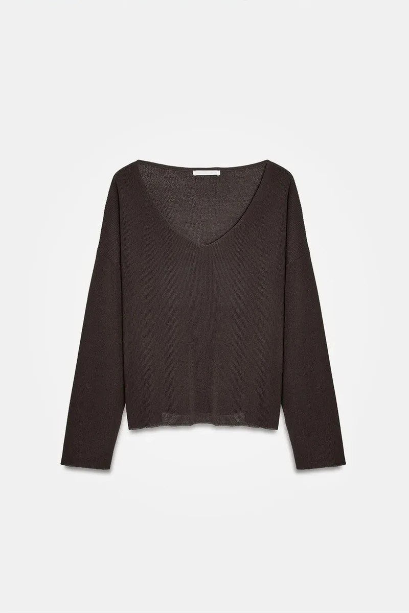 Dilvin Black DILVIN Women's V-neck Ribbed Knit Sweater for Women | Best Price UAE