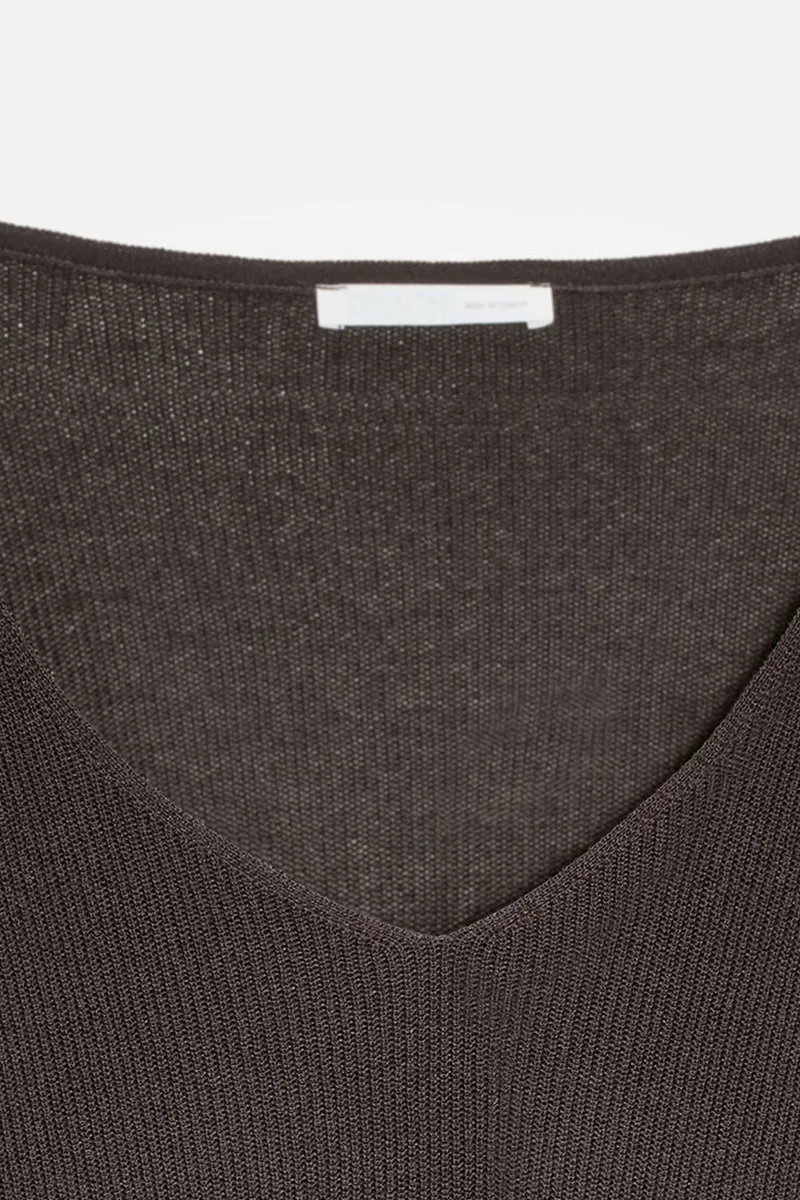 Dilvin Black DILVIN Women's V-neck Ribbed Knit Sweater for Women | Best Price UAE