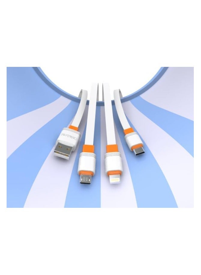 سيليبرات CB-33 كابل USB محمول إلى Lightning للشحن السريع ونقل البيانات بتصميم سلك مسطح ويناسب هاتف Iphone 3A /480mbps /1M - أبيض
