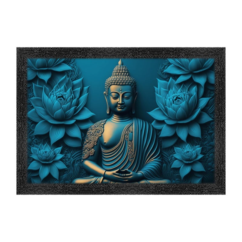 Dharvika Innovations Dharvika Innovations Buddha Photo Frame Black Sparkle Coated Lamination 22058 14 x 20 Inch