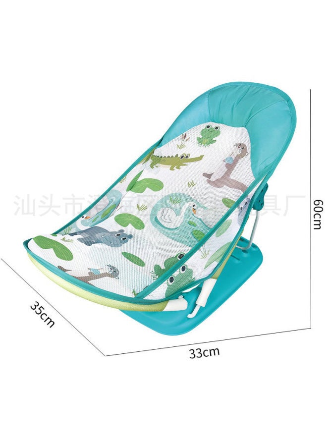 alt Baby's Folding Bath Chair With Pillow Bath Net Bag Adjustable Position Chair Bath Chair Bath Chair Recliner Non-slip Rack - Image 5