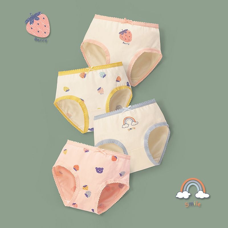 Kids Cotton Antibacterial Cartoon Briefs Small strawberry SJ546 