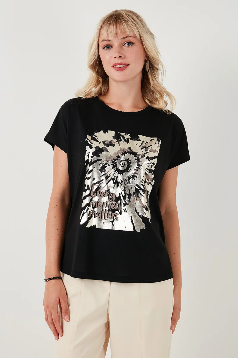 Lela Printed Crew Neck Regular Fit T Shirt Women's T Shirt 6671001