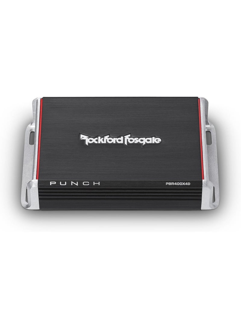 Rockford Fosgate PBR400X4D Punch Compact 400W 4-Channel Class-D Car Amplifier | Ultra Compact Design | High Efficiency Power Output | Ideal for Cars, Bikes & Boats - Image 1