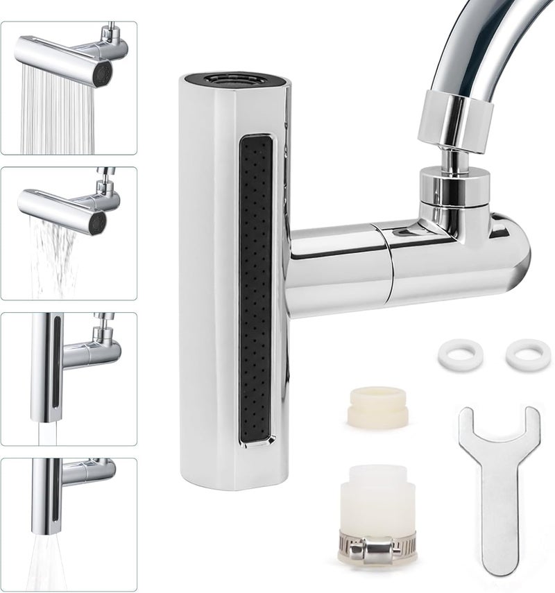 BIYALI 4 in 1 360 Rainfall Kitchen Sink Faucet with Waterfall Feature and Faucet Extender Swivel Faucet for Washing Vegetables and Fruits Lightweight Rain Mode Strong Sprayer Shower 1Pcs - Image 1