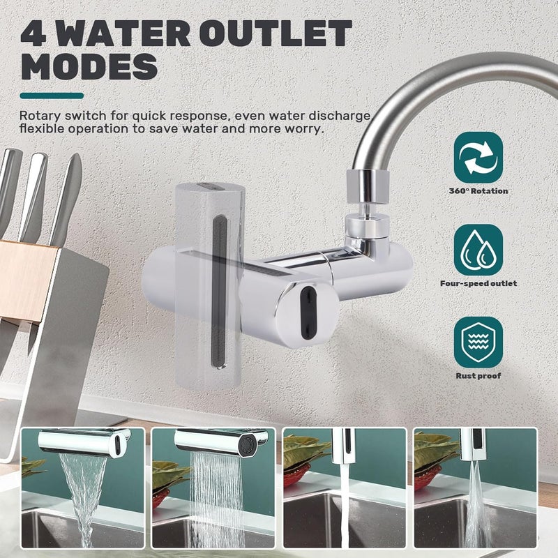 BIYALI 4 in 1 360 Rainfall Kitchen Sink Faucet with Waterfall Feature and Faucet Extender Swivel Faucet for Washing Vegetables and Fruits Lightweight Rain Mode Strong Sprayer Shower 1Pcs - Image 5