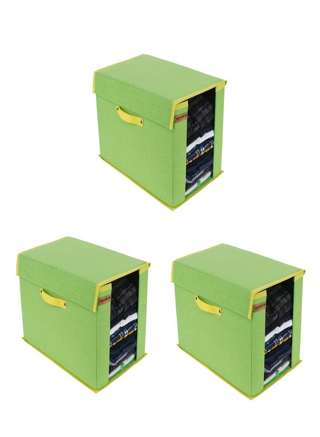 SHREY CREATION Non Woven Premium Shirt Stacker Wardrobe Organizer Cloth Storage Organizer with Lid and Handle (Pack Of 3) - Image 1