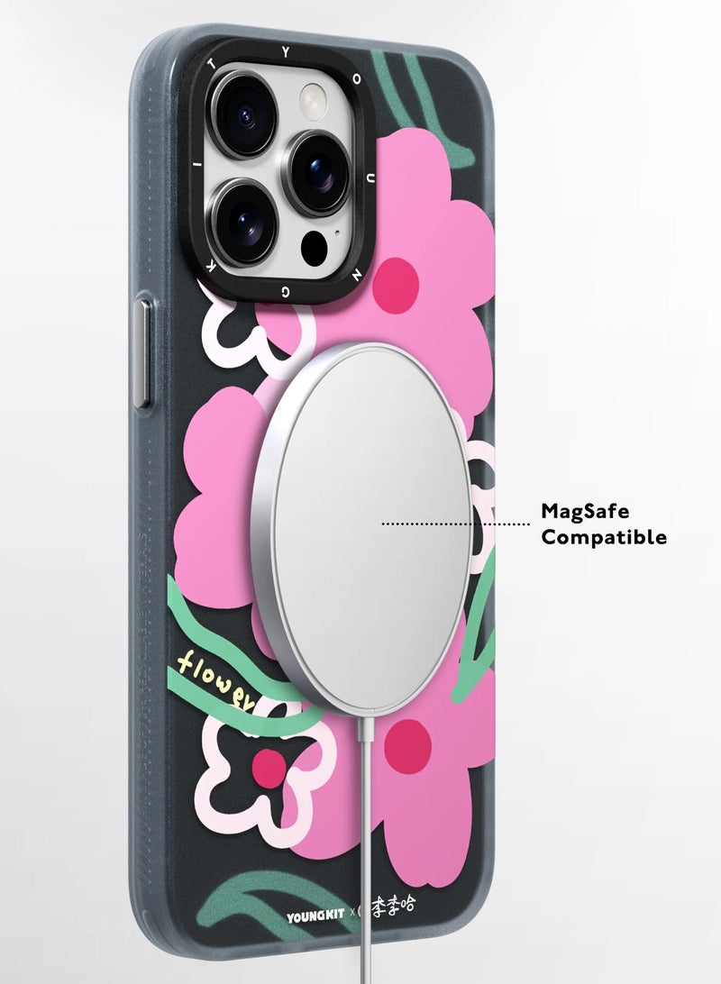 YOUNG KIT حافظة شاب كيت زهور وردية ماغسيف آبل آيفون 15 برو ماكس 6.7 بوصة - سلسلة الزهور الوردية - Image 4