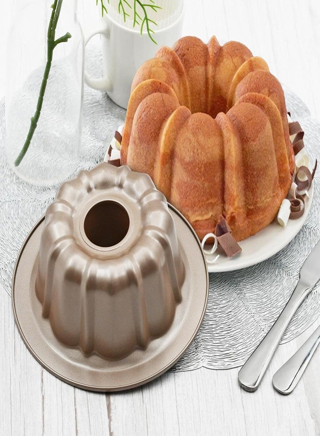 BSDLZCH 4.5'' Mini Bundt Cake Pan, Carbon Steel Round Fluted Tube Cake Pan, Non-stick Kugelhopf Cake Baking Mold for Cupcake Brownie Pudding (1pc, 4.5'') - Image 1