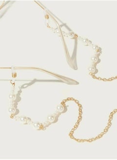 RA accessories Women Eyeglasses Golden Metal Chain With Pearls Also Use As Necklace  - Image 1
