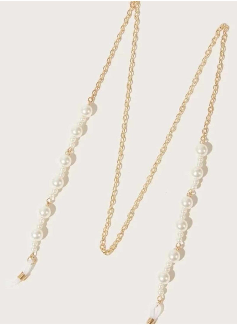 RA accessories Women Eyeglasses Golden Metal Chain With Pearls Also Use As Necklace  - Image 3