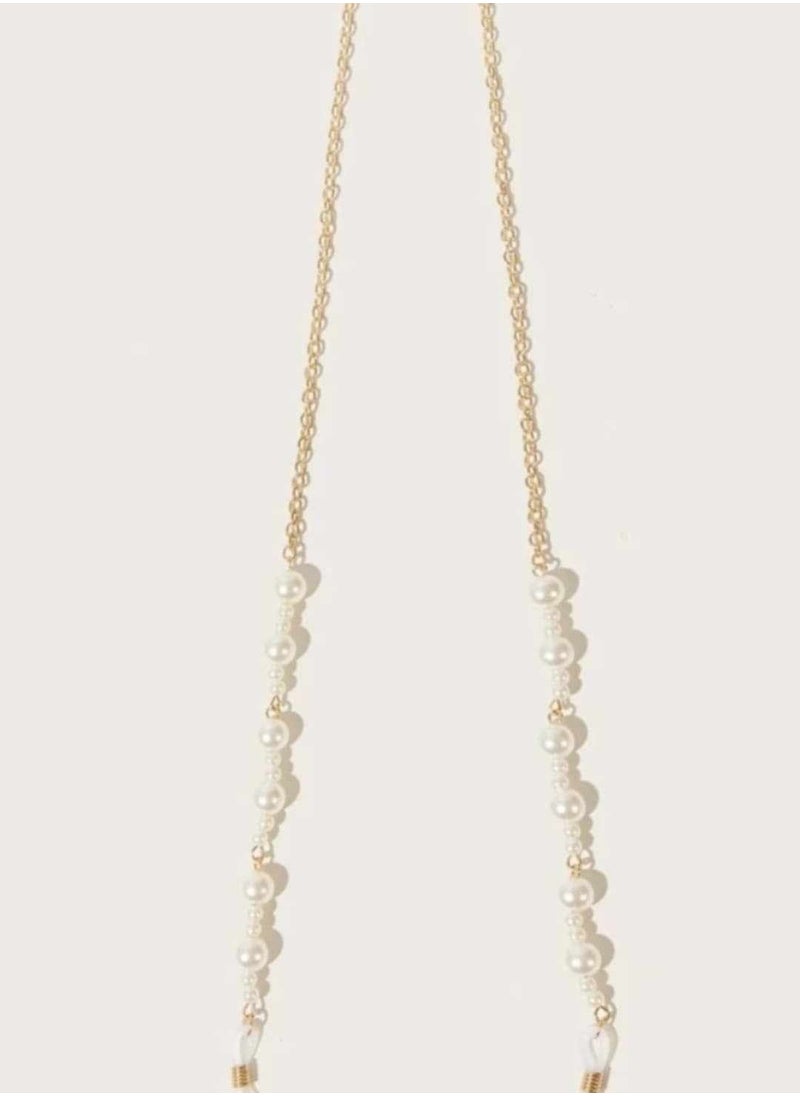RA accessories Women Eyeglasses Golden Metal Chain With Pearls Also Use As Necklace  - Image 4