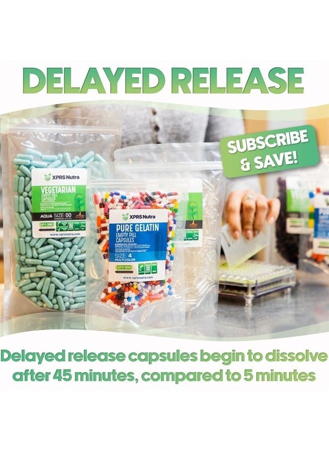 XPRS Nutra - Delayed Release Size 3 Empty Capsules - 1000 Count Clear Empty Vegan Capsules - Vegetarian Empty Pill Capsules - DIY Vegetable Capsule Filling - Veggie Capsules Gel Caps - Image 1