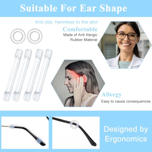 MAYCREATE® 50PCS Eyeglasses Retainers Sets, Silicone Anti-Slip Eyeglass Holder, Comfort Ear Grip Hooks Protectors for Spectacle Sunglasses Reading Glasses Eyewear - Image 3